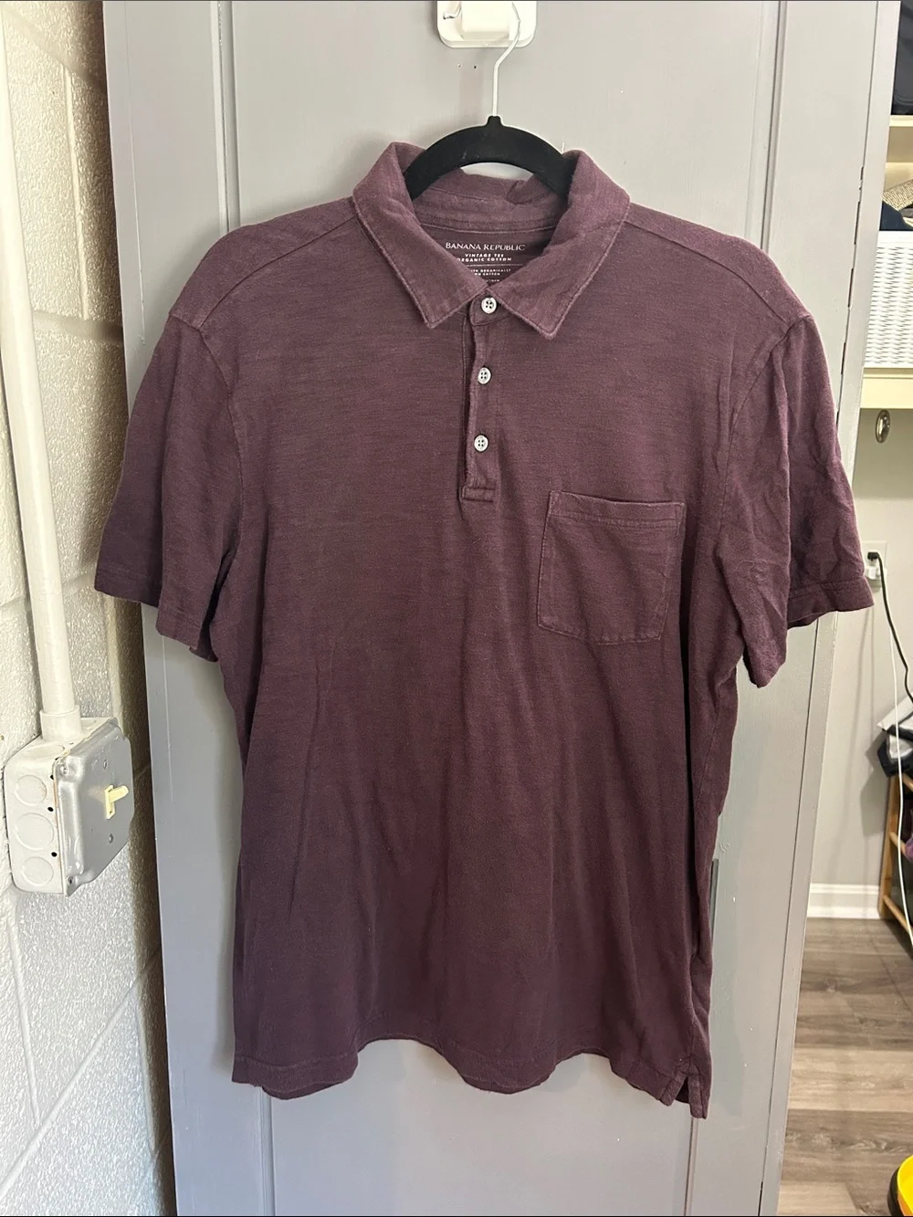 Banana Republic Men's Organic Cotton Polo Shirt in Plum